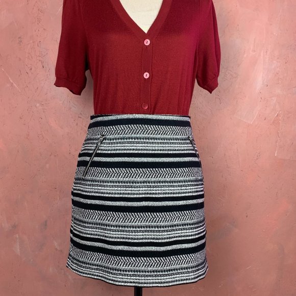 NWT Black & White Striped Mini Skirt/Size 8 Black Mini Skirt/Black Cotton Skirt/ - Picture 4 of 9